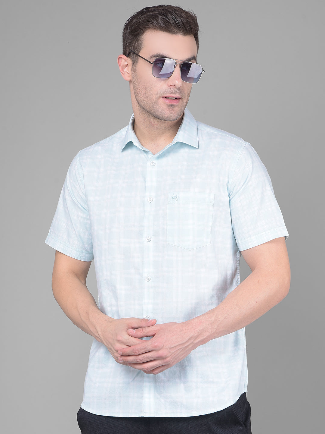 Light Green Checks Shirt-Men Shirts-Crimsoune Club