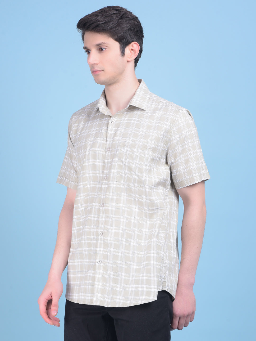 Olive Checks Shirt-Men Shirts-Crimsoune Club