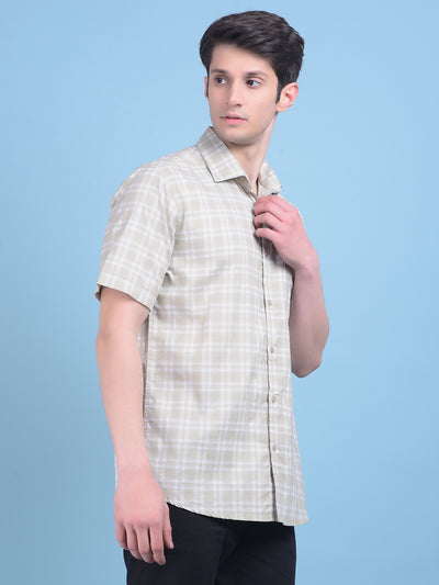 Olive Checks Shirt-Men Shirts-Crimsoune Club