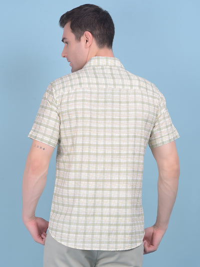 Olive Tartan Check 100% Cotton Shirt-Men Shirts-Crimsoune Club