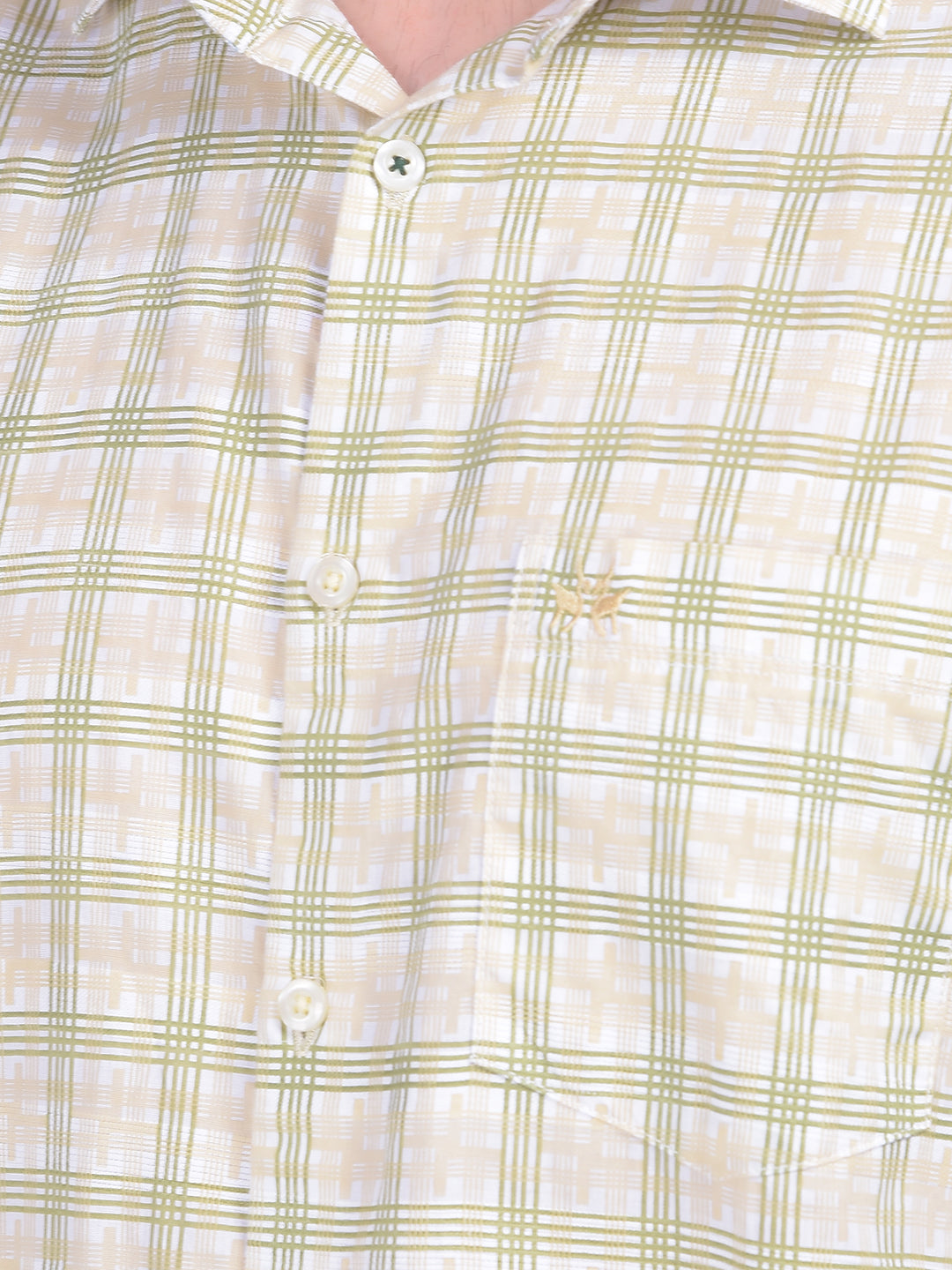 Olive Tartan Check 100% Cotton Shirt-Men Shirts-Crimsoune Club