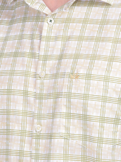 Olive Tartan Check 100% Cotton Shirt-Men Shirts-Crimsoune Club