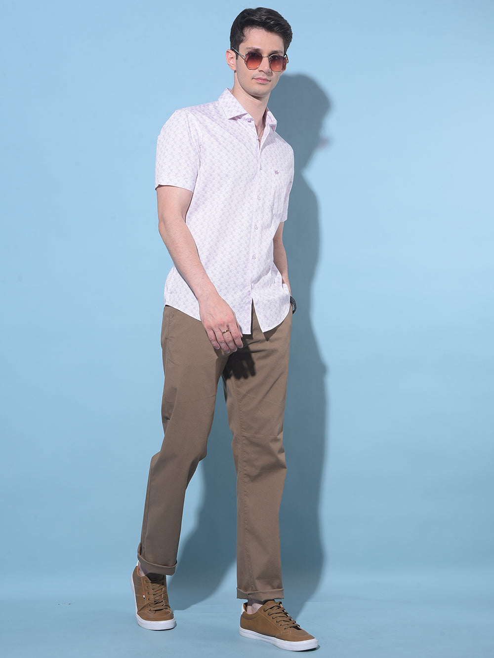 Purple Floral Printed 100% Cotton Shirt-Men Shirts-Crimsoune Club