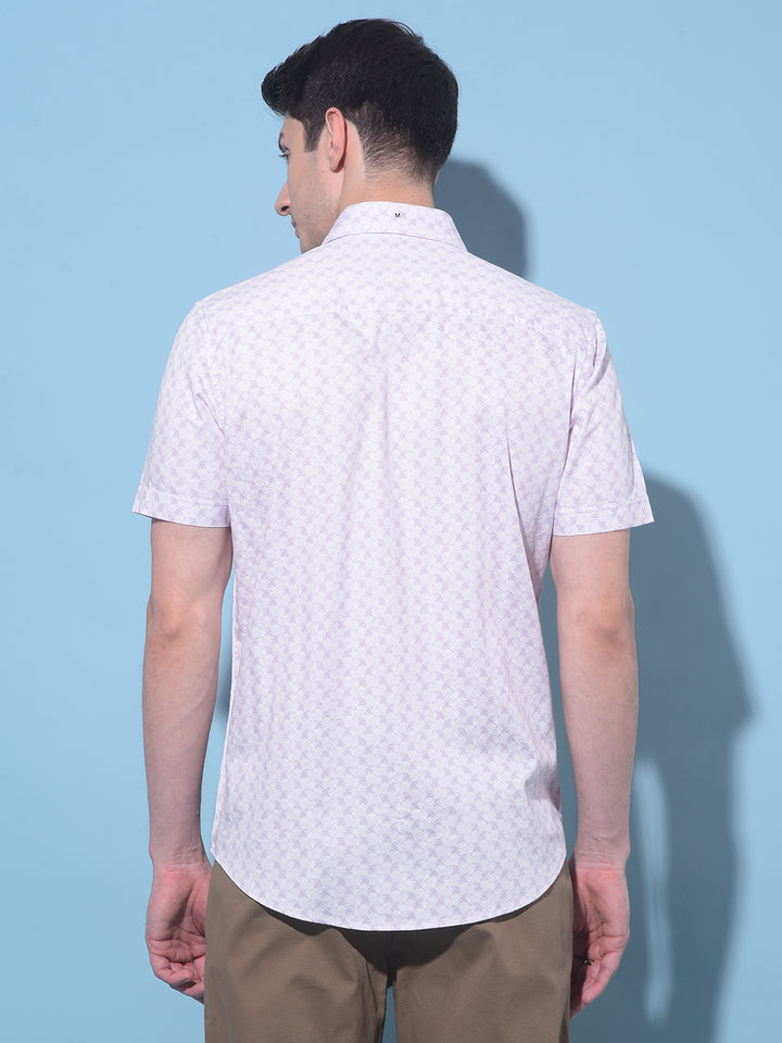 Purple Floral Printed 100% Cotton Shirt-Men Shirts-Crimsoune Club
