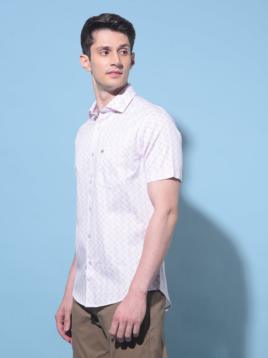 Purple Floral Printed 100% Cotton Shirt-Men Shirts-Crimsoune Club