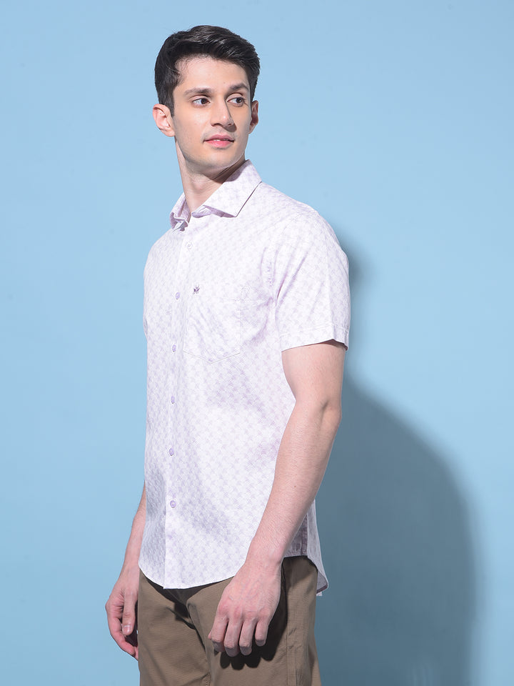 Purple Floral Printed 100% Cotton Shirt-Men Shirts-Crimsoune Club