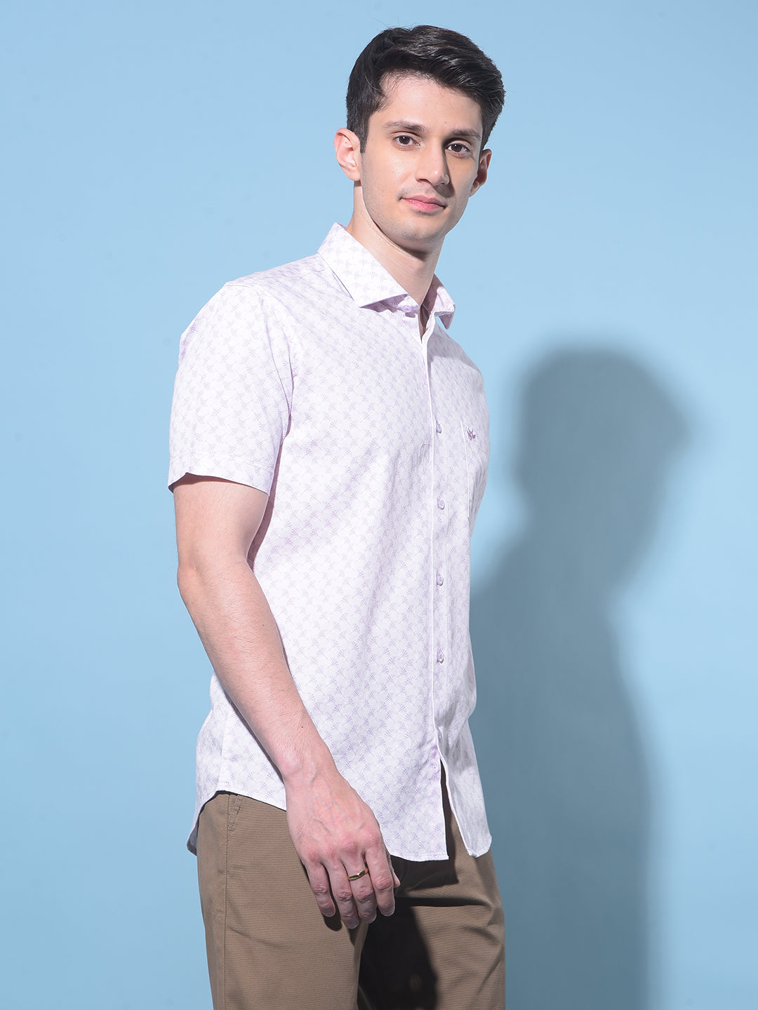 Purple Floral Printed 100% Cotton Shirt-Men Shirts-Crimsoune Club
