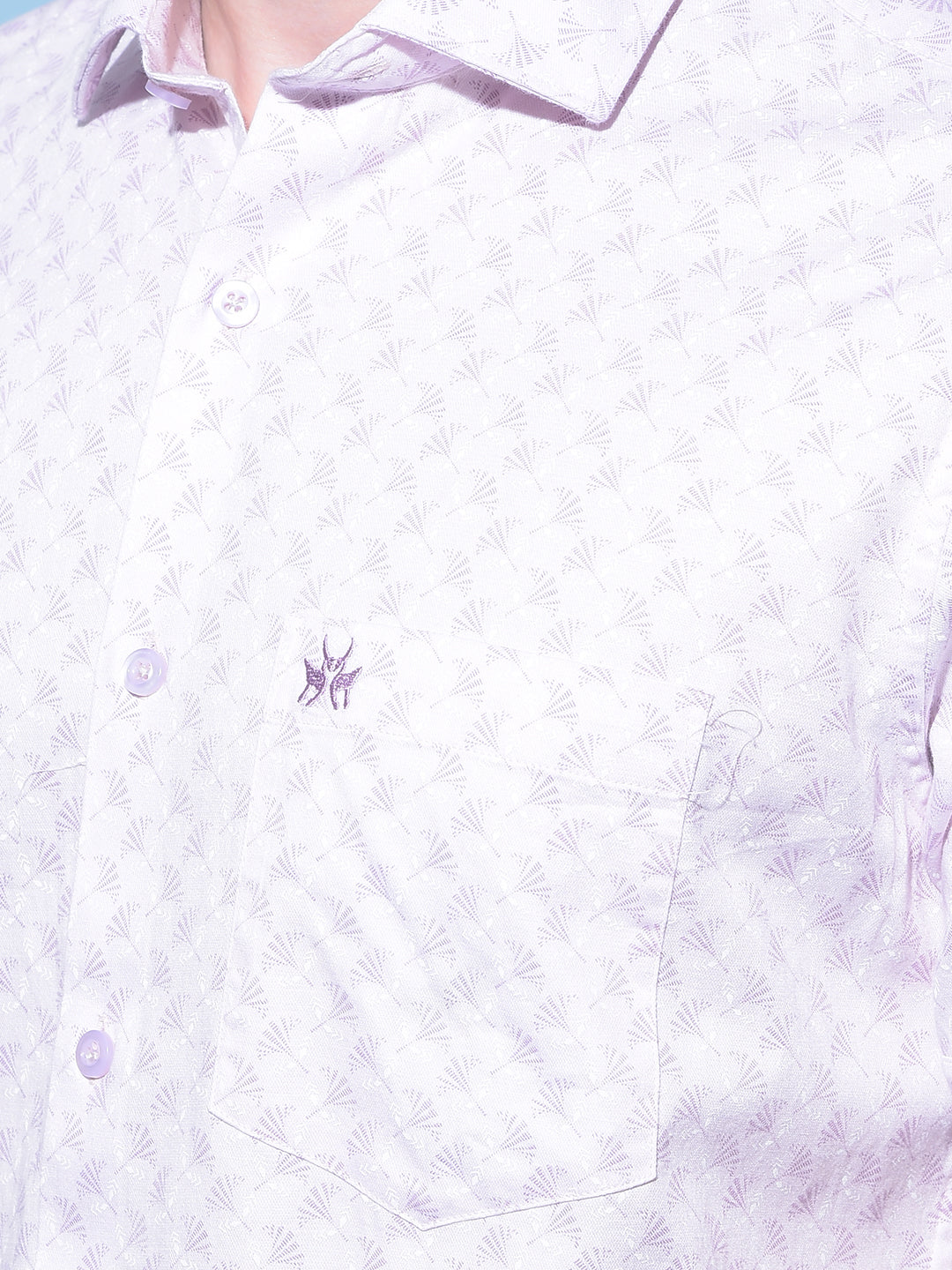 Purple Floral Printed 100% Cotton Shirt-Men Shirts-Crimsoune Club