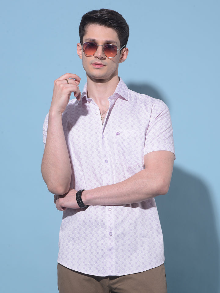 Purple Floral Printed 100% Cotton Shirt-Men Shirts-Crimsoune Club