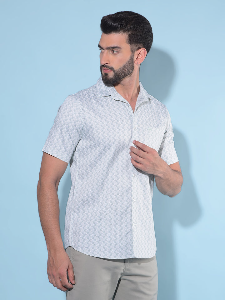 Green Floral Print 100% Cotton Shirt-Men Shirts-Crimsoune Club