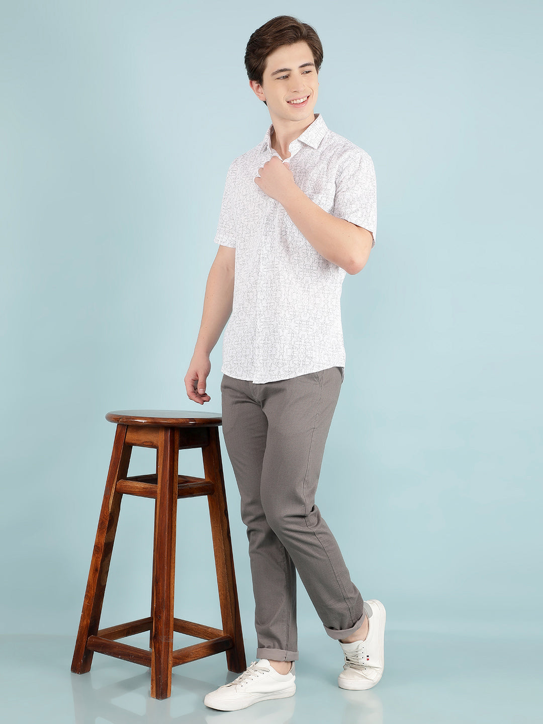 White 100% Cotton Printed Shirt-Men Shirts-Crimsoune Club
