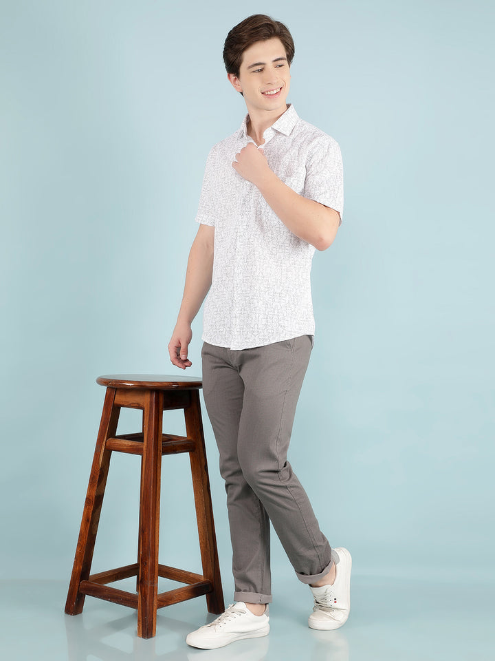 White 100% Cotton Printed Shirt-Men Shirts-Crimsoune Club