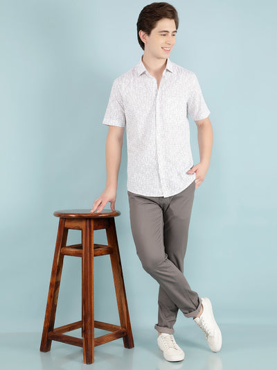 White 100% Cotton Printed Shirt-Men Shirts-Crimsoune Club