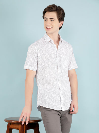 White 100% Cotton Printed Shirt-Men Shirts-Crimsoune Club
