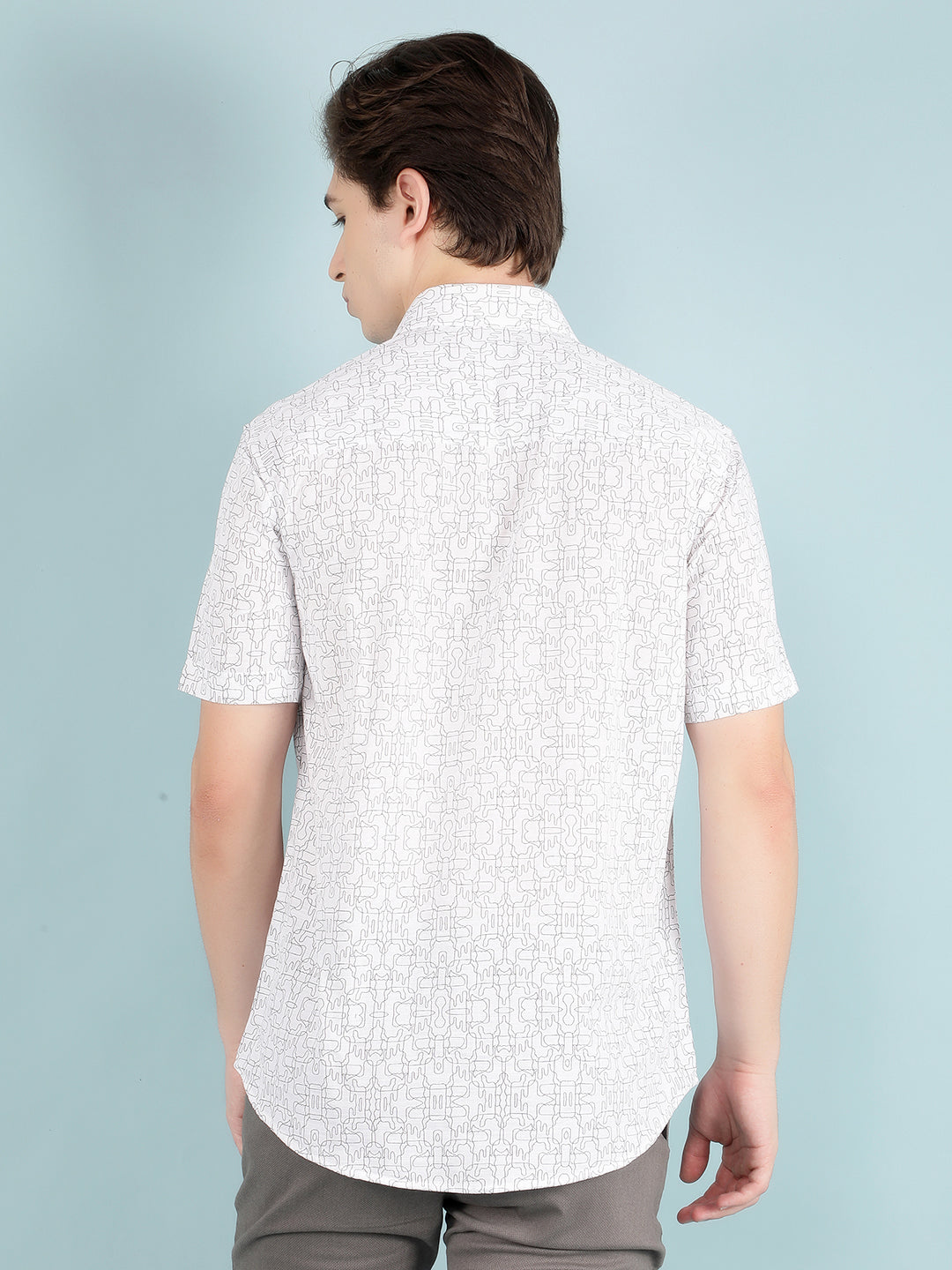 White 100% Cotton Printed Shirt-Men Shirts-Crimsoune Club