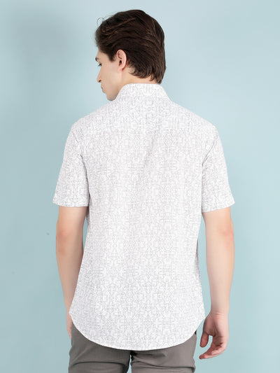 White 100% Cotton Printed Shirt-Men Shirts-Crimsoune Club