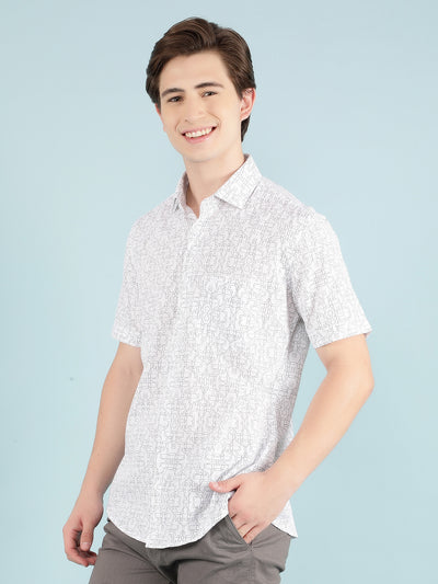 White 100% Cotton Printed Shirt-Men Shirts-Crimsoune Club