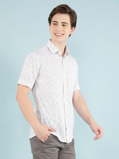 White 100% Cotton Printed Shirt-Men Shirts-Crimsoune Club