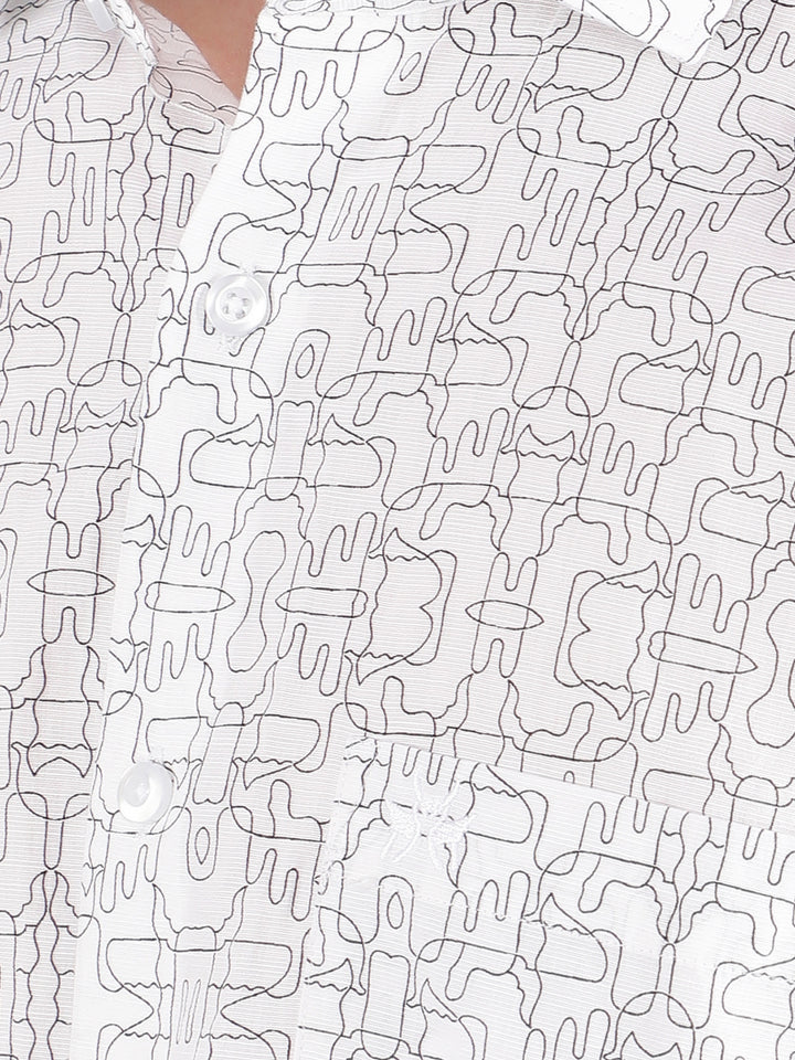White 100% Cotton Printed Shirt-Men Shirts-Crimsoune Club