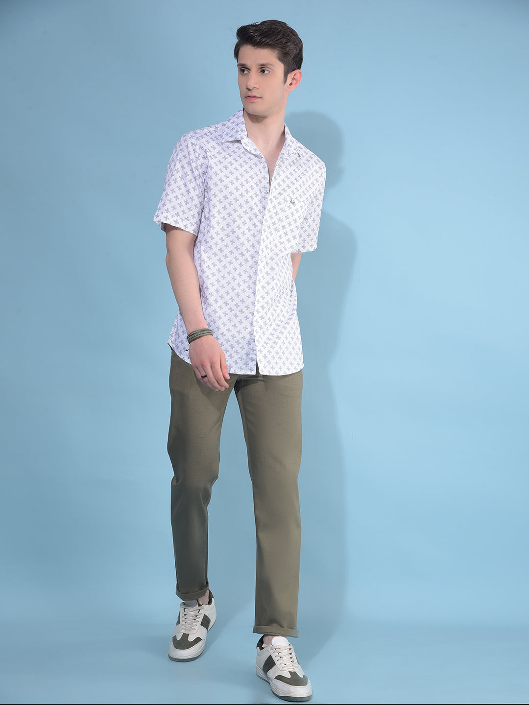 White Printed 100% Cotton Shirt-Men Shirts-Crimsoune Club