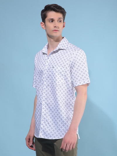 White Printed 100% Cotton Shirt-Men Shirts-Crimsoune Club