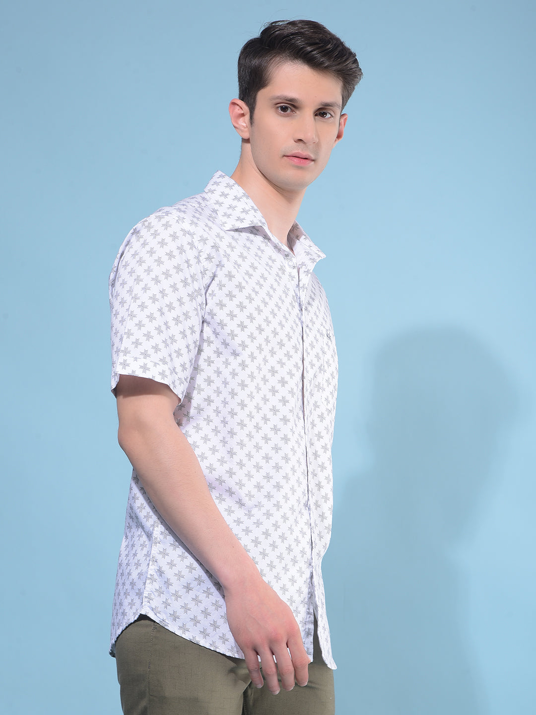 White Printed 100% Cotton Shirt-Men Shirts-Crimsoune Club