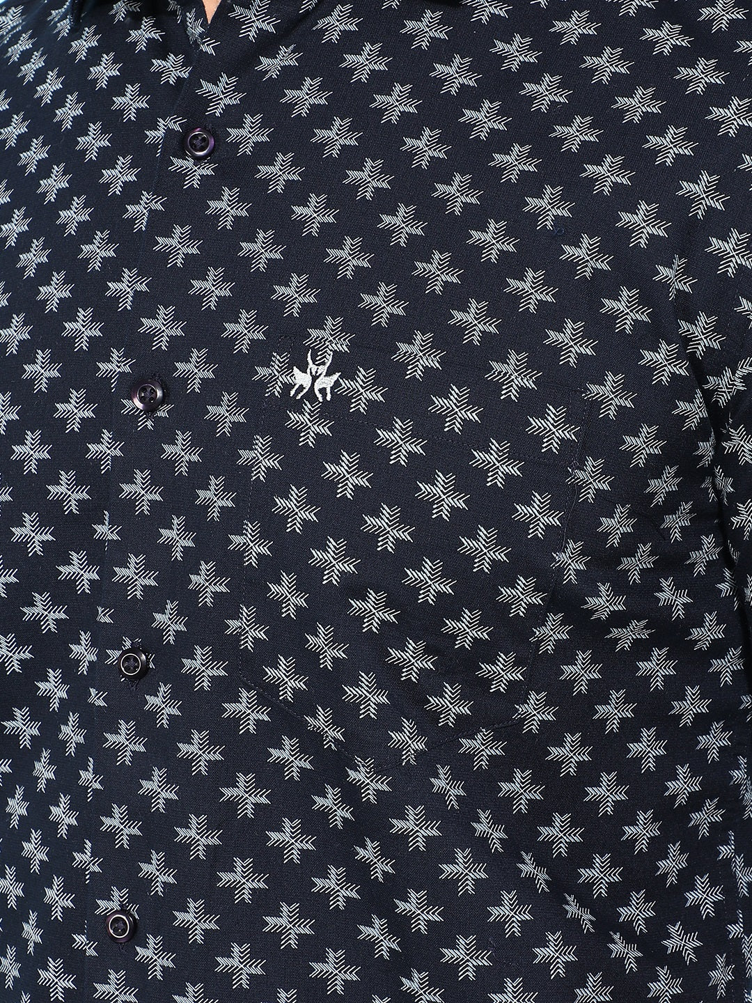 Blue 100% Cotton Floral Print Shirt-Men Shirts-Crimsoune Club