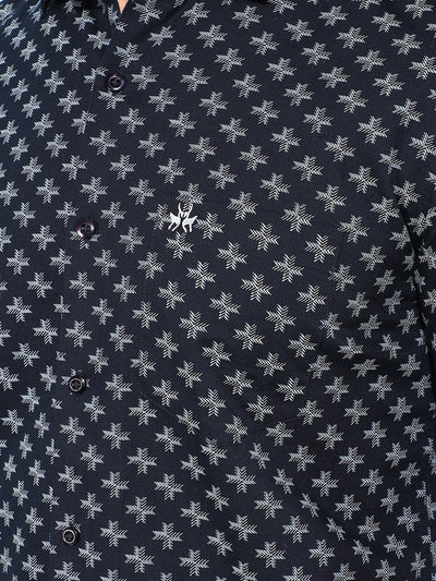 Blue 100% Cotton Floral Print Shirt-Men Shirts-Crimsoune Club