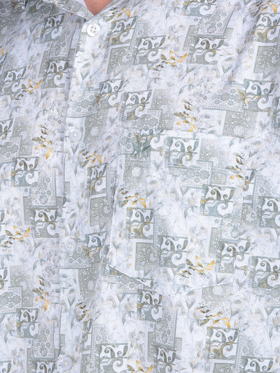 Printed Olive 100% Cotton Shirt-Men Shirts-Crimsoune Club