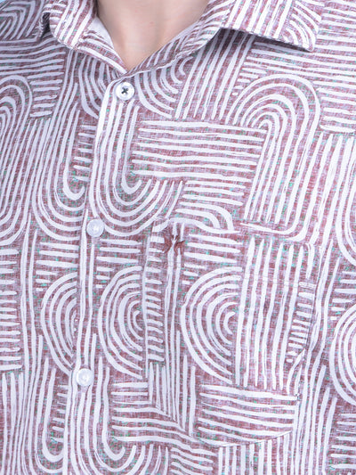 Brown Printed 100% Cotton Shirt-Men Shirts-Crimsoune Club