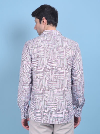 Brown Printed 100% Cotton Shirt-Men Shirts-Crimsoune Club