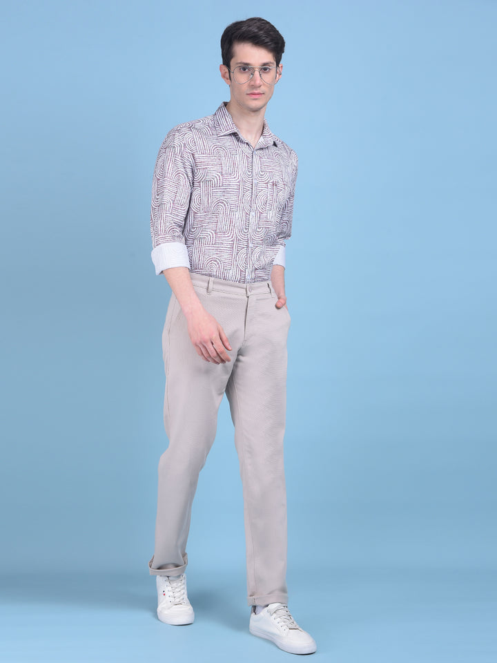 Brown Printed 100% Cotton Shirt-Men Shirts-Crimsoune Club