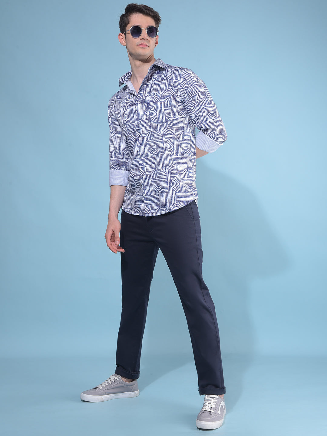 Purple Printed 100% Cotton Shirt-Men Shirts-Crimsoune Club