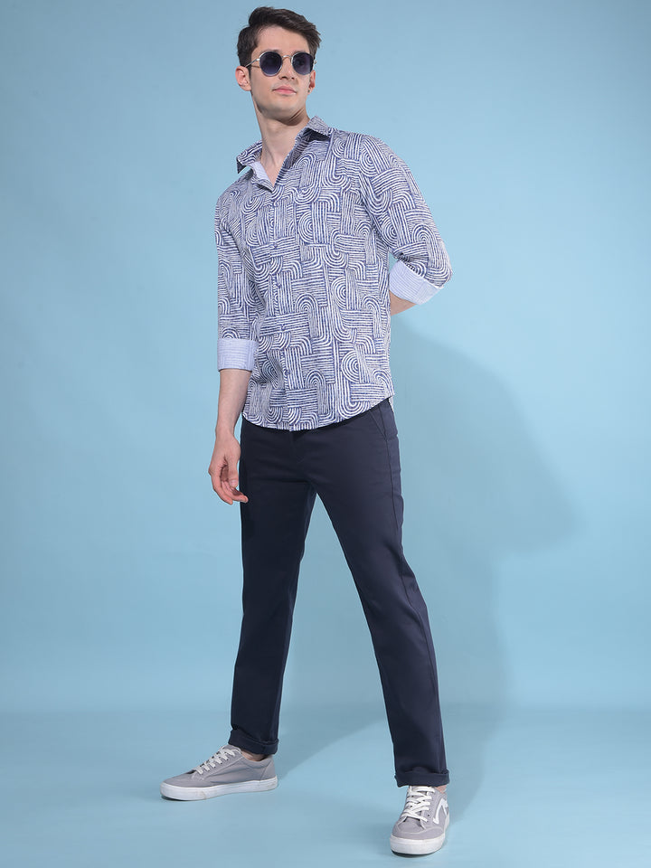 Purple Printed 100% Cotton Shirt-Men Shirts-Crimsoune Club