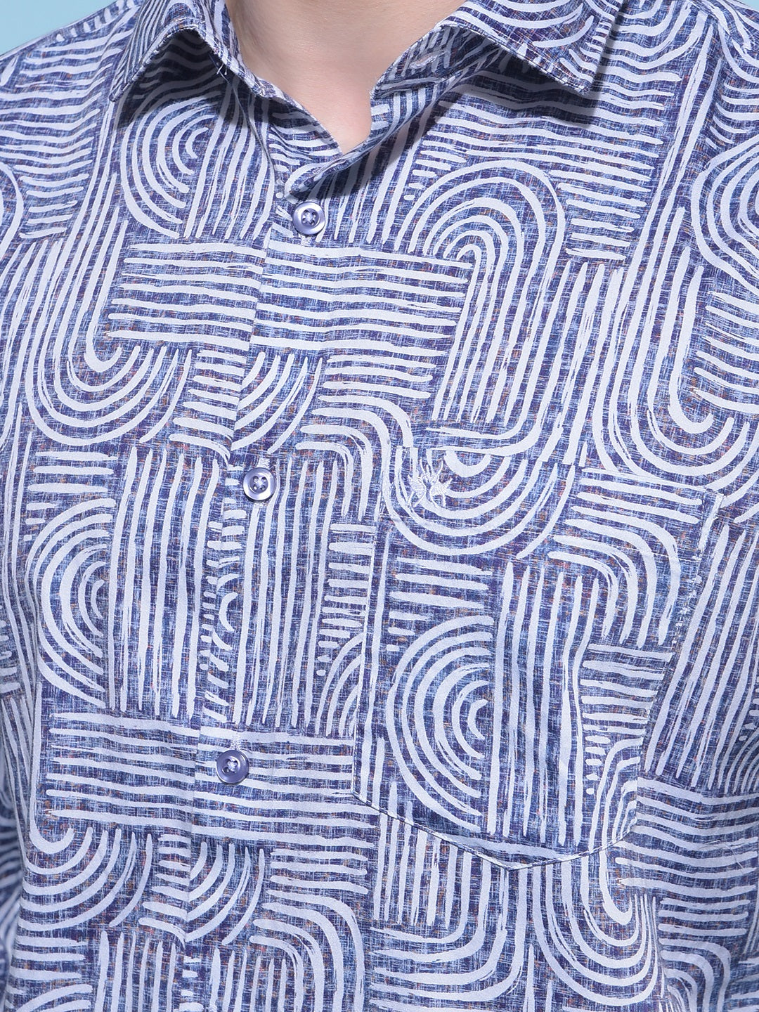 Purple Printed 100% Cotton Shirt-Men Shirts-Crimsoune Club