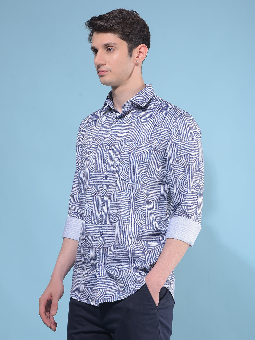 Purple Printed 100% Cotton Shirt-Men Shirts-Crimsoune Club