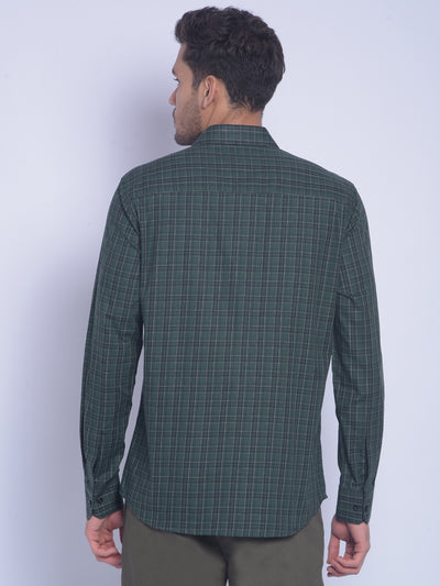 Green Checked Shirt-Men Shirts-Crimsoune Club