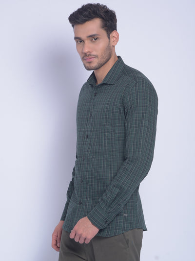 Green Checked Shirt-Men Shirts-Crimsoune Club