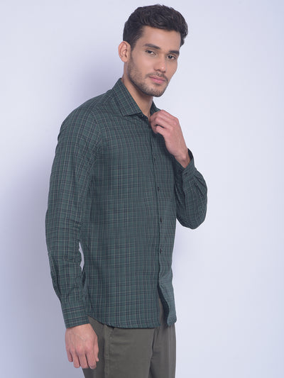 Green Checked Shirt-Men Shirts-Crimsoune Club