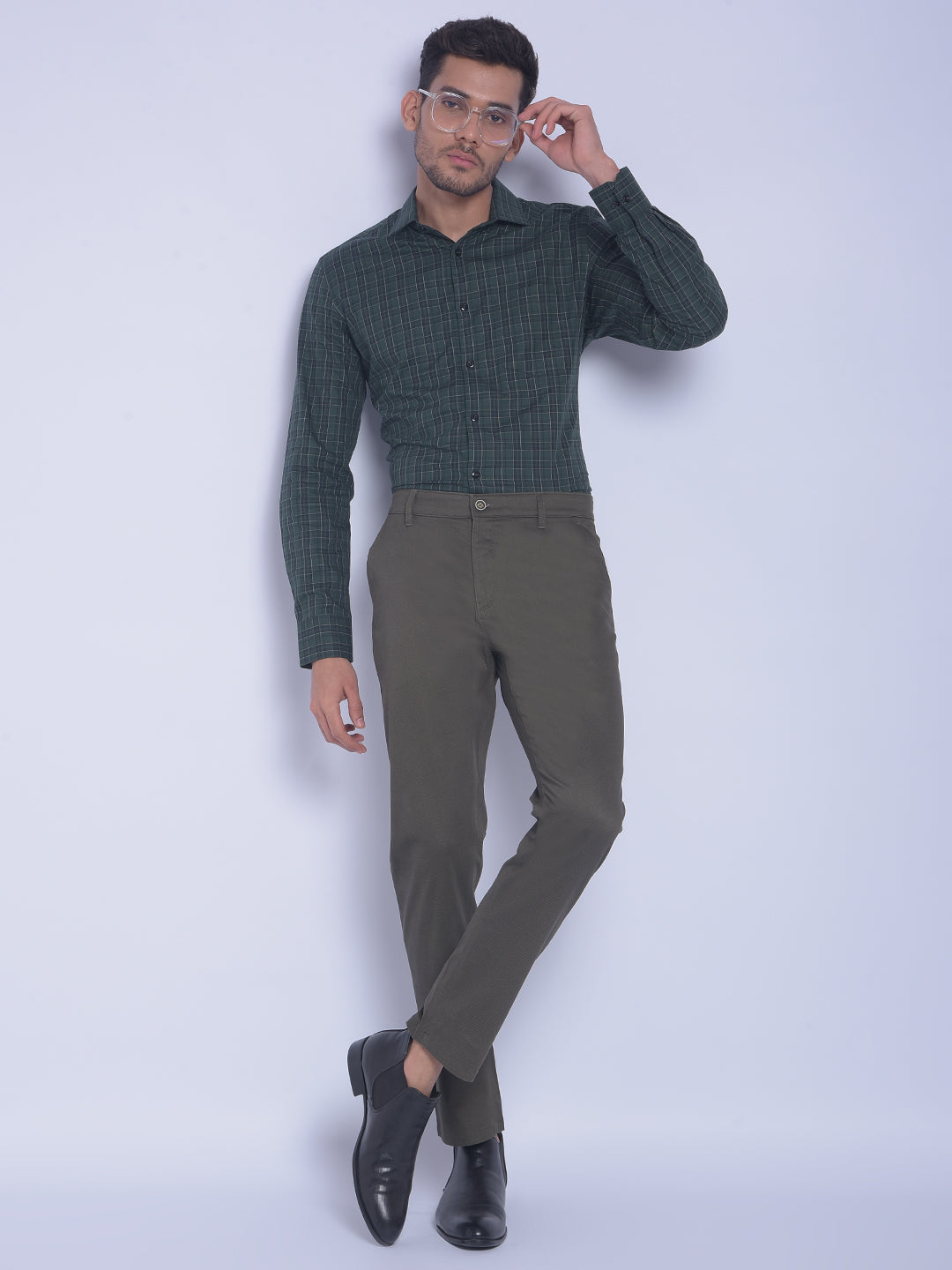 Green Checked Shirt-Men Shirts-Crimsoune Club