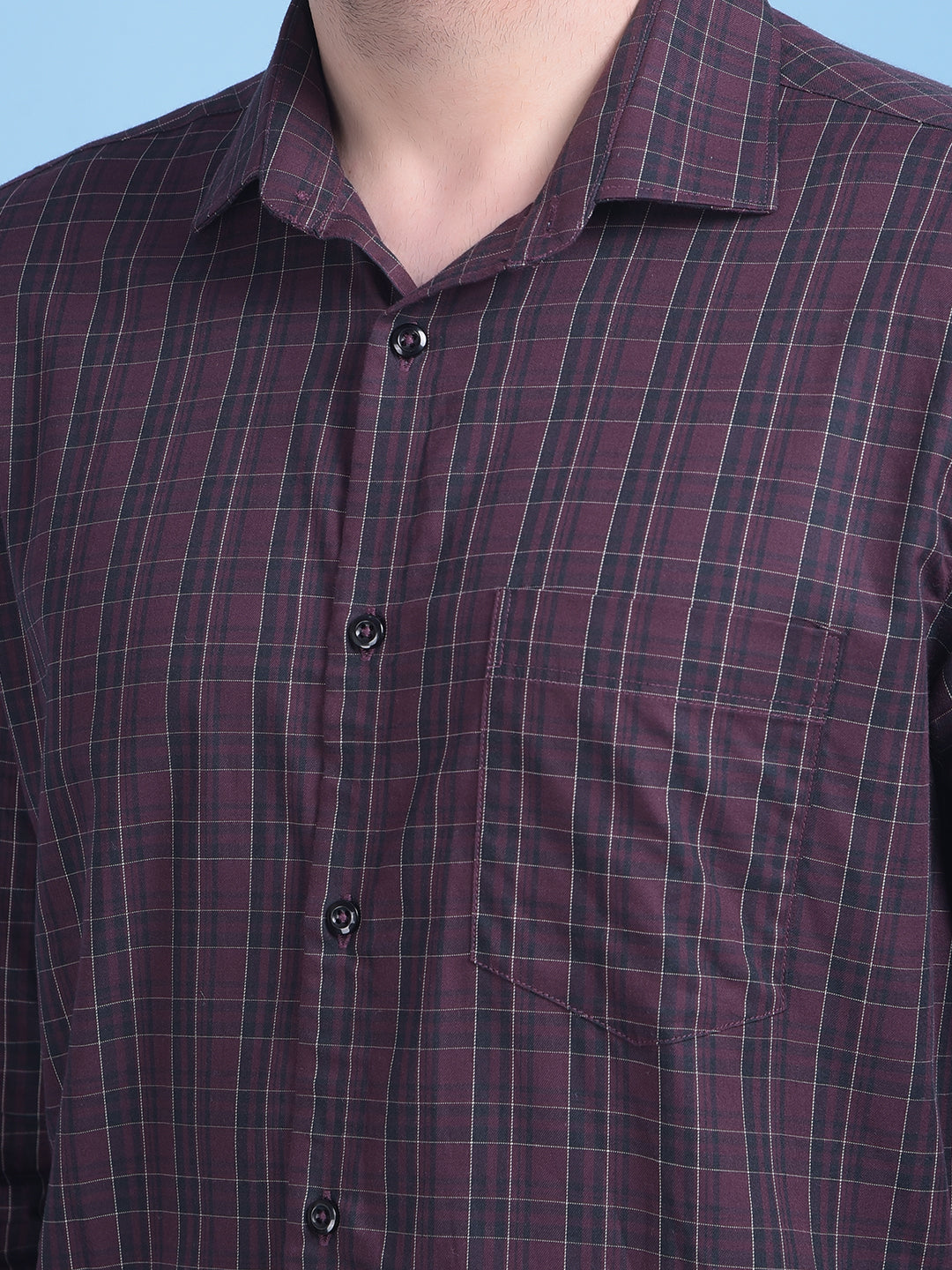 Brown Tartan Check 100% Cotton Shirt-Men Shirts-Crimsoune Club