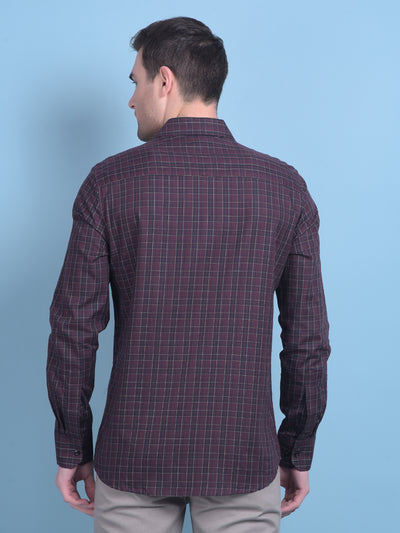 Brown Tartan Check 100% Cotton Shirt-Men Shirts-Crimsoune Club