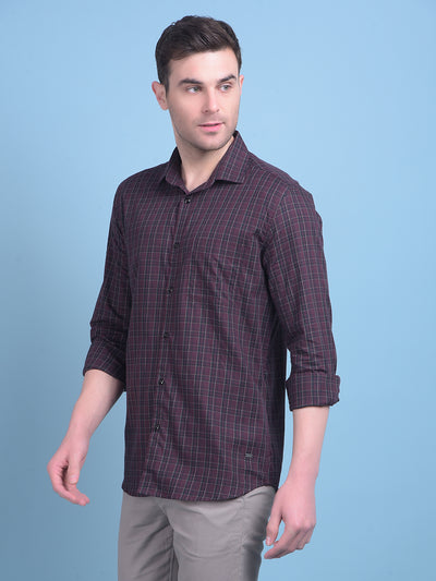 Brown Tartan Check 100% Cotton Shirt-Men Shirts-Crimsoune Club