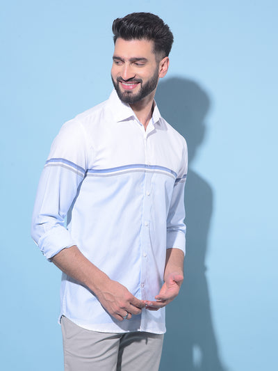 Blue Horizontal Striped 100% Cotton Shirt-Men Shirts-Crimsoune Club