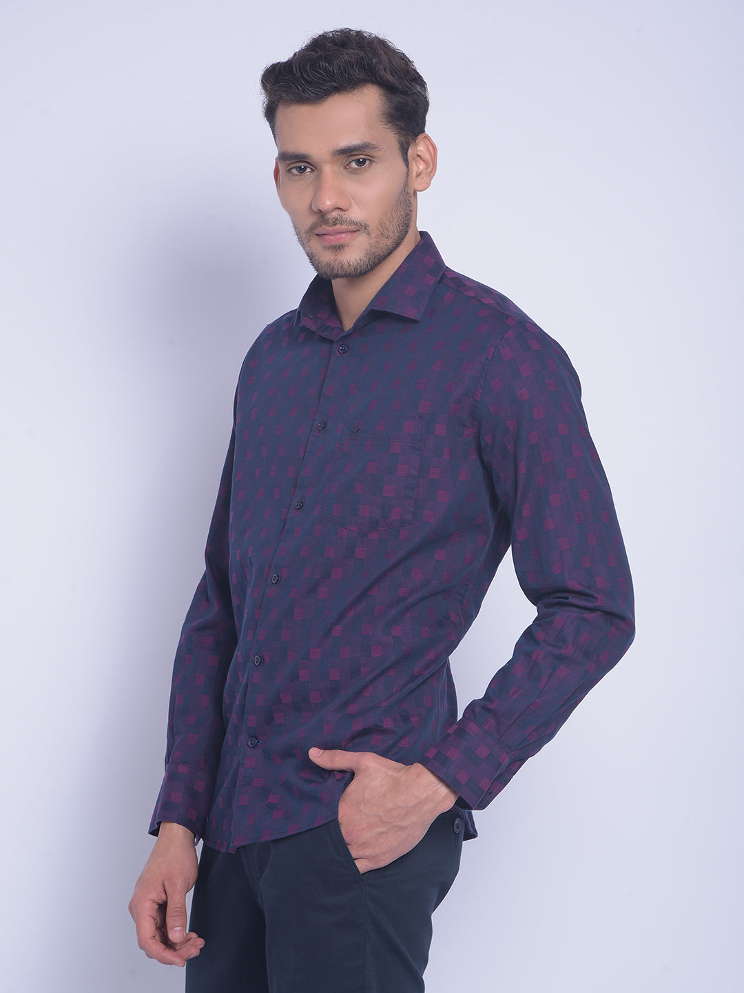 Maroon Printed Shirt-Men Shirts-Crimsoune Club