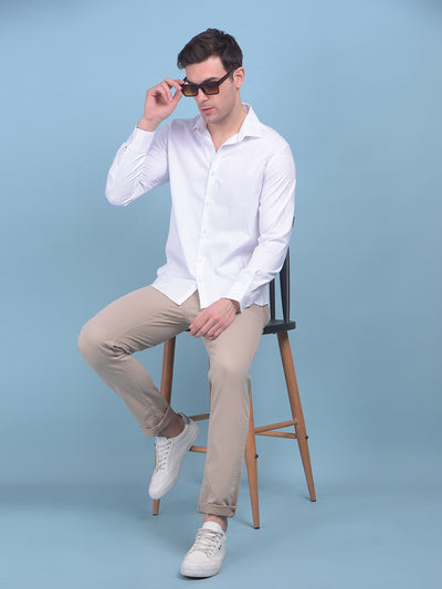 White Plain Check 100% Cotton Shirt-Men Shirts-Crimsoune Club