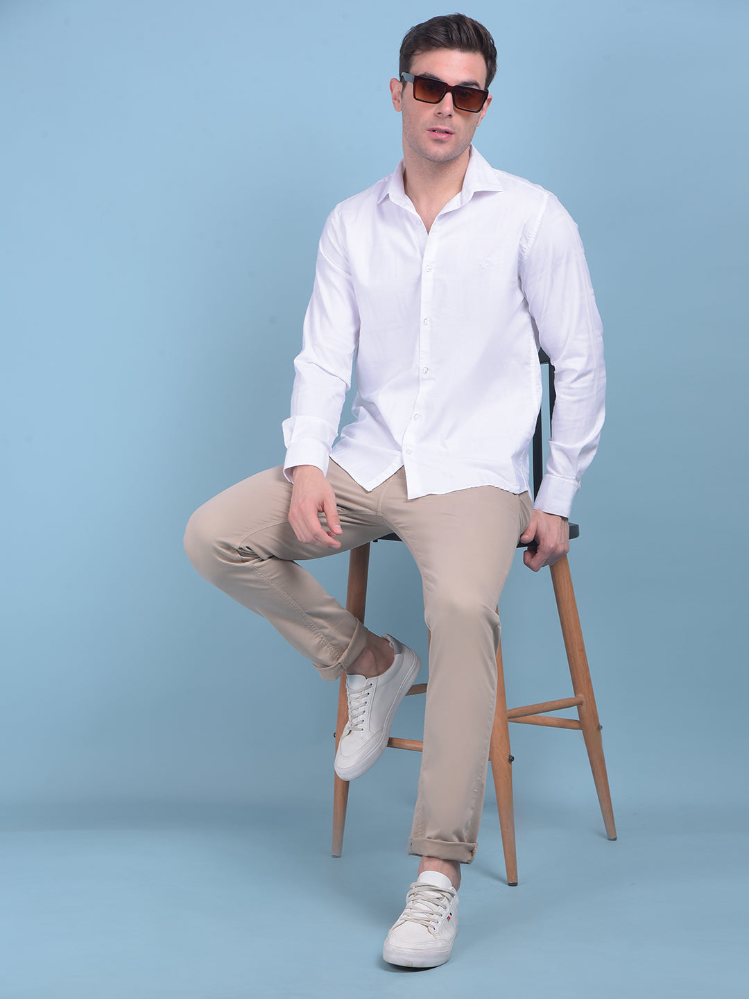 White Plain Check 100% Cotton Shirt-Men Shirts-Crimsoune Club