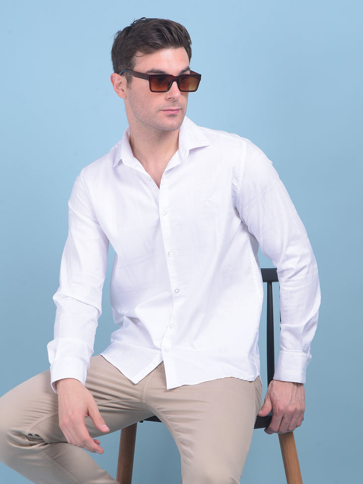 White Plain Check 100% Cotton Shirt-Men Shirts-Crimsoune Club