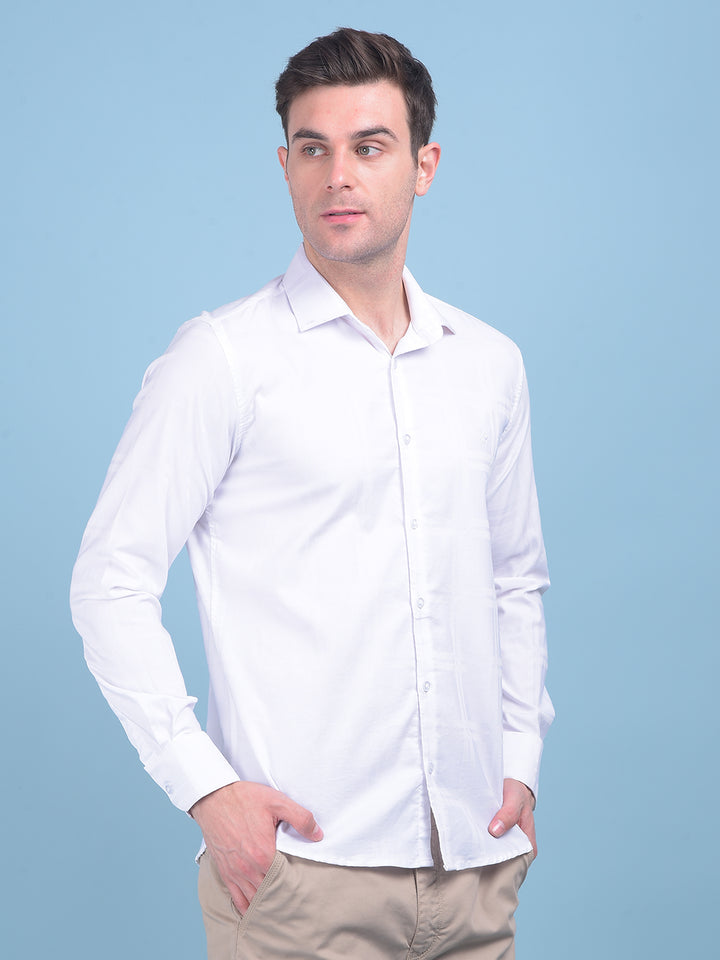 White Plain Check 100% Cotton Shirt-Men Shirts-Crimsoune Club