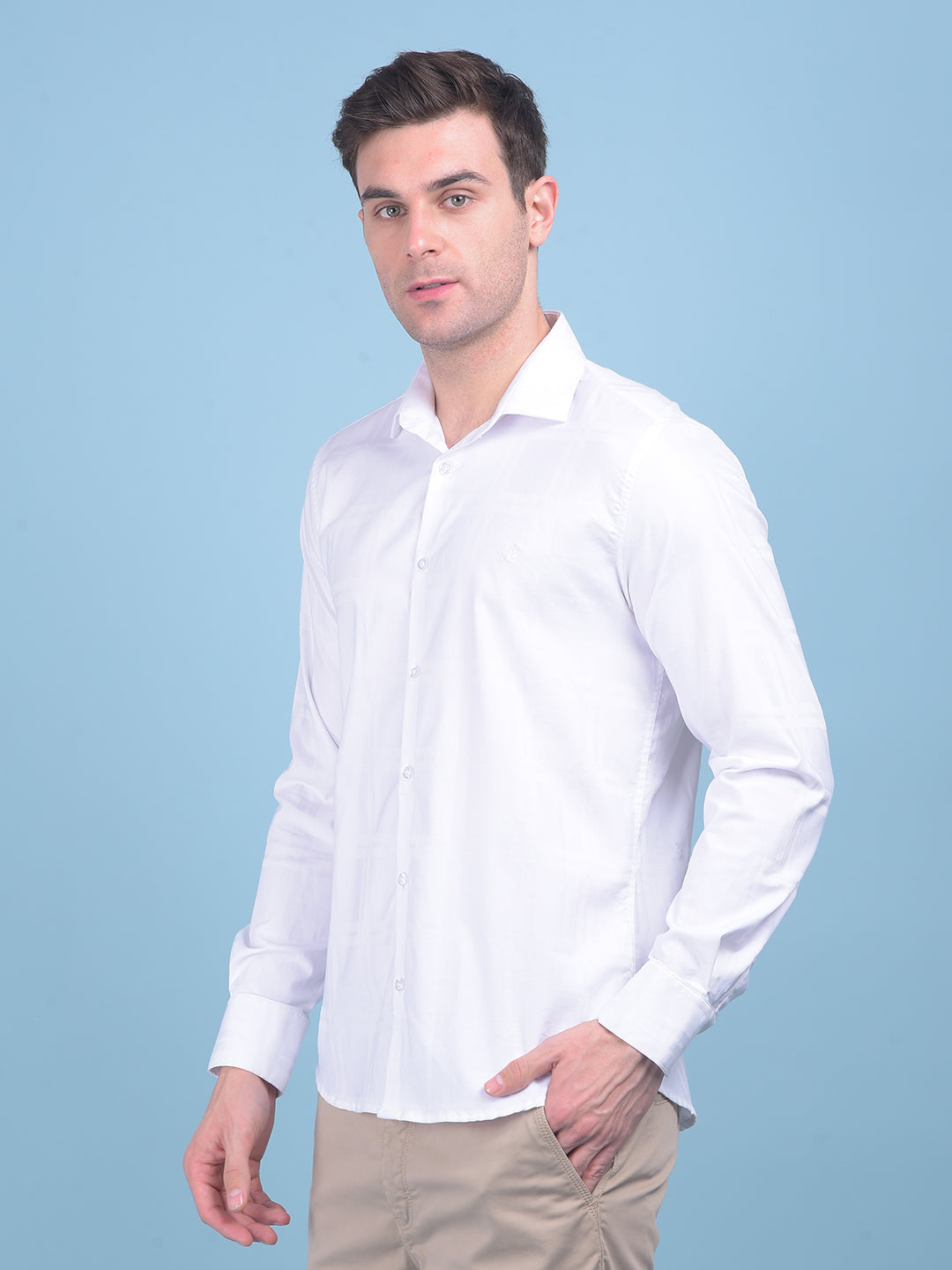 White Plain Check 100% Cotton Shirt-Men Shirts-Crimsoune Club